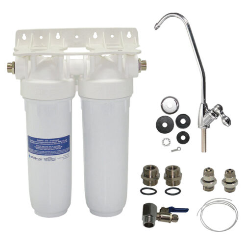 φίλτρο νερού κάτω πάγκου διπλό λευκό με βρυσάκι